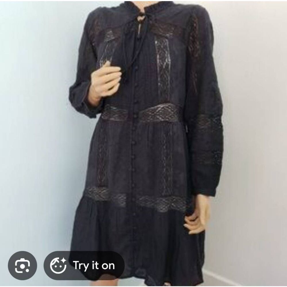 Sundance Clarabelle Long Sleeve Lace Trimmed Dress Size XS